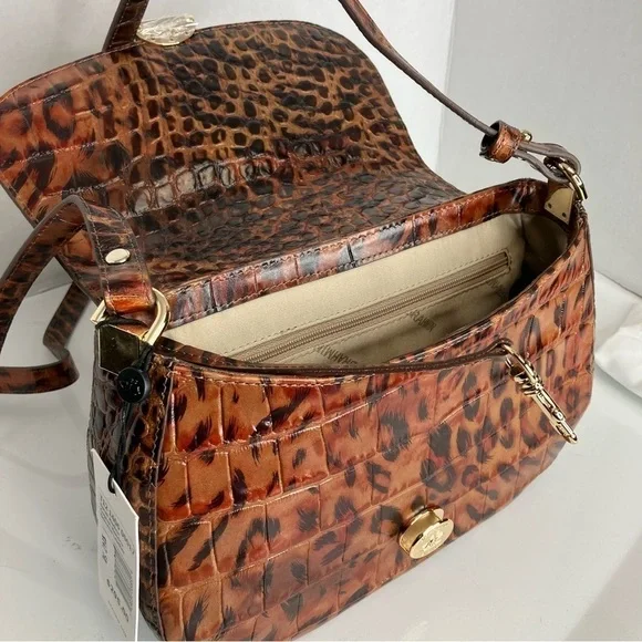 Brahmin Small Nadine Cognac Hendrix genuine Leather crossbody purse - Picture 4 of 10